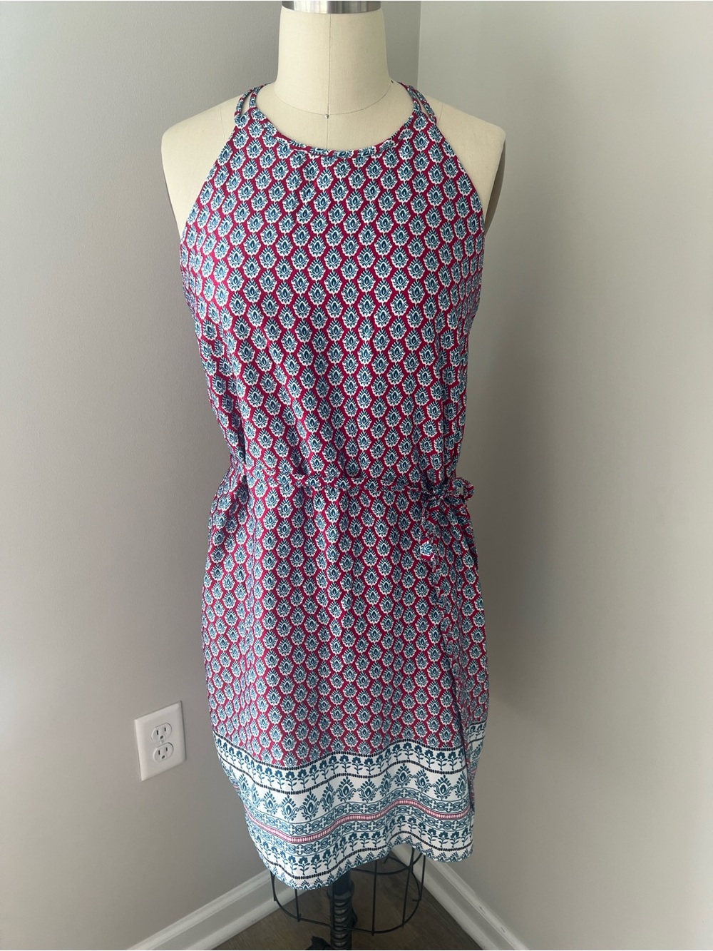 Banana Republic Sleeveless Halter Printed Dress in Red and Blue